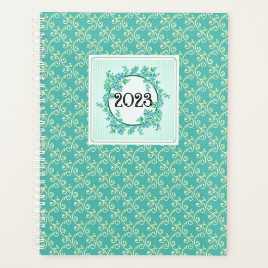Planner 2023  Aqua Floral 2023 (Voorkant)