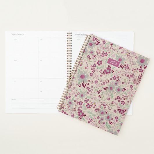 Planner 2025 Roze Grijs Bloemen (Display)