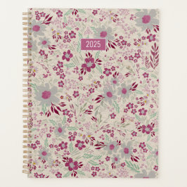 Planner 2025 Roze Grijs Bloemen