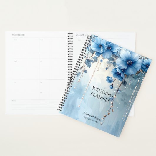 Planner Blauwe Bloemen en Parels (Display)