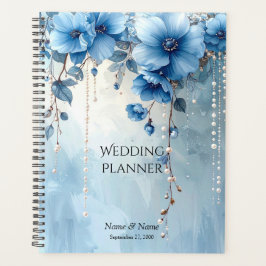 Planner Blauwe Bloemen en Parels
