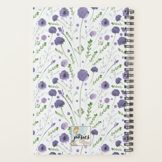 Planner Elegant Paarse Bloempatroon (Achterkant)