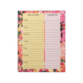 Planner en kruidenierslijst Roze Floral Notitieblok (Linkerzijde)