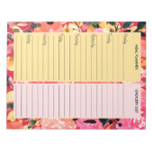 Planner en kruidenierslijst Roze Floral Notitieblok (Voorkant)