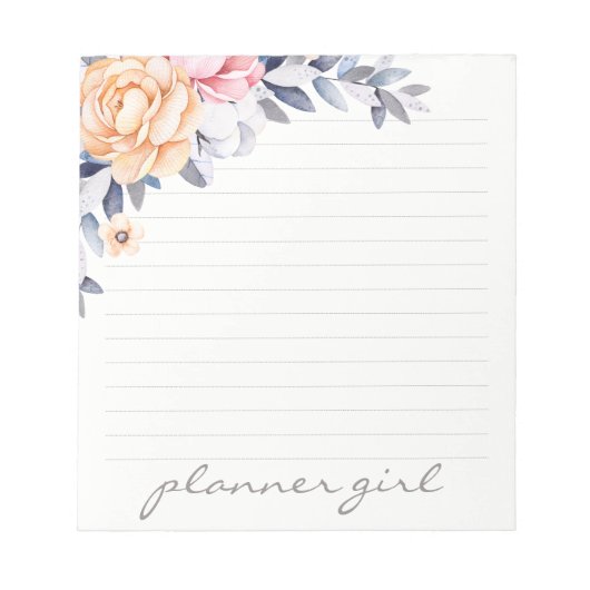 Planner Girl Floral Waterverf Notitieblok (Voorkant)
