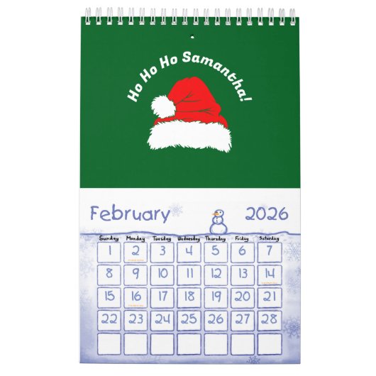 Planner Green Red White Santa Merry Christmas Kalender (Feb 2026)