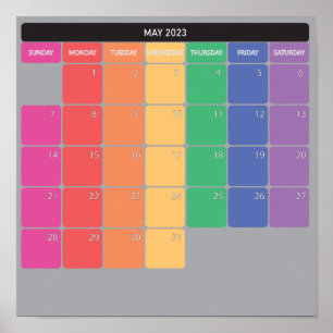 Planner kalender mei 2023 kleur dagen poster
