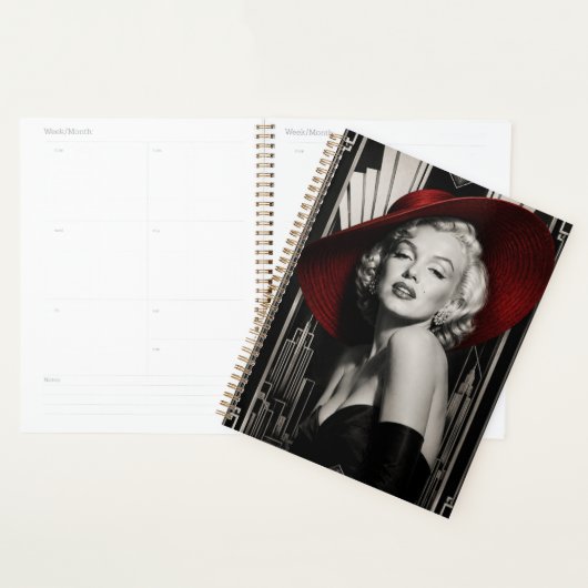 Planner Marilyn Monroe art deco zwart-wit met rode (Display)