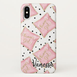 Planner Meisje Roze Goud Kussen Stippen Persoonlij iPhone X Hoesje