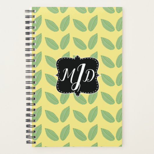 Planner met gele groene monogram bloemen (Voorkant)