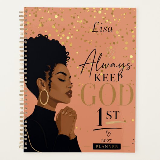 Planner met glittersparkels 'God eerst' (Voorkant)