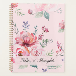 Planner met luxe waterverf roze rozen en eigen naa