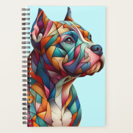 Planner met veelkleurige kubist Pitbull Terrier