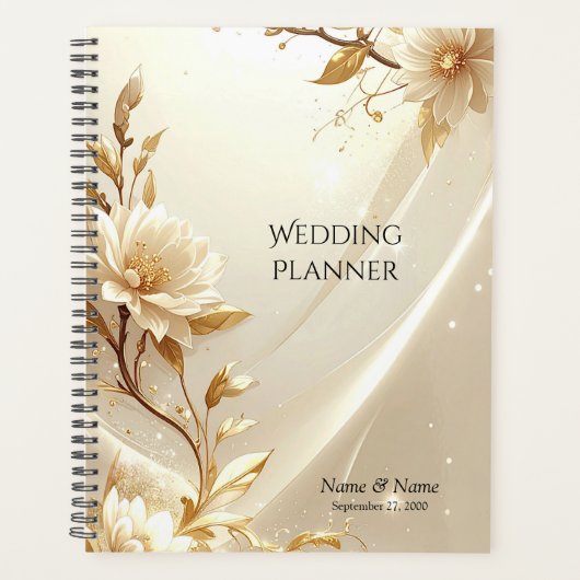 Planner met witte en gouden bloemen (Voorkant)