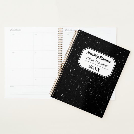 Planner met zwart-wit geruit aangepaste naam (Display)