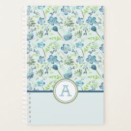Planner Monogram Blauw Groen Bloempatroon