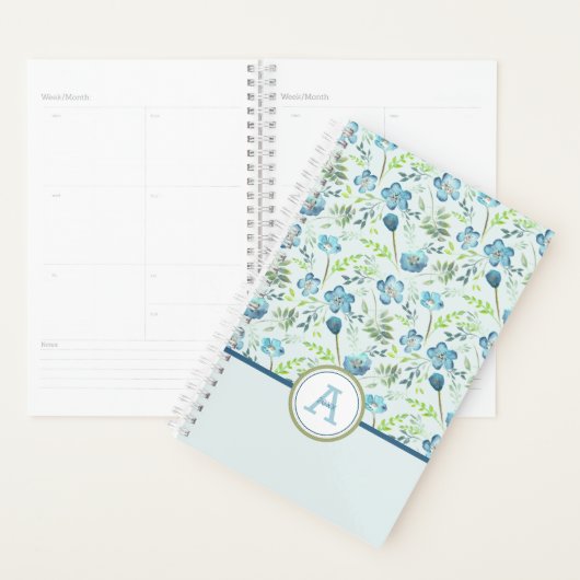 Planner Monogram Blauw Groen Bloempatroon (Display)