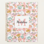 Planner Monogram Tea & Bookish Cats Pink (Voorkant)