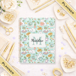 Planner Monogram Thee & Boeklievende Katten Groen