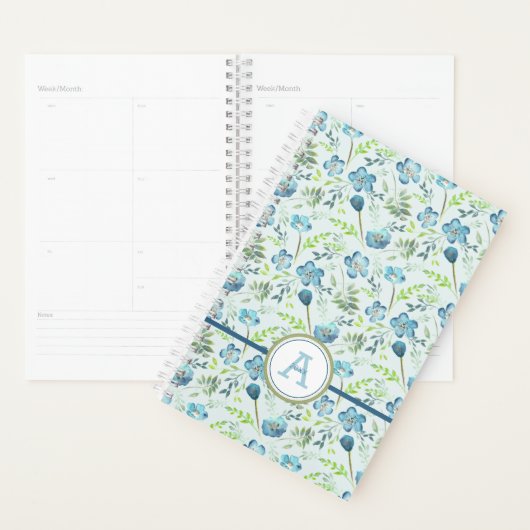 Planner Monogrammed Blauw Groen Bloemen (Display)
