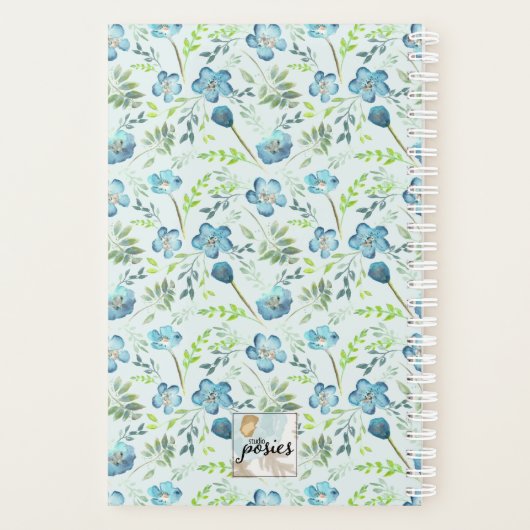 Planner Monogrammed Blauw Groen Bloemen (Achterkant)