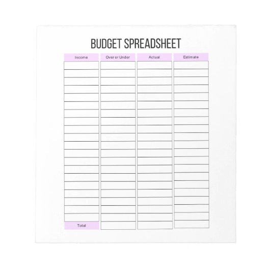 Planner-Notitieblok voor budgetspreadsheets voor k Notitieblok (Voorkant)