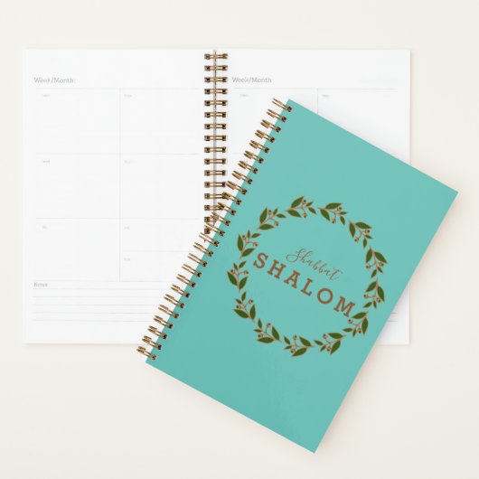 Planner Shabbat Shalom Green Brown Wreath (Display)