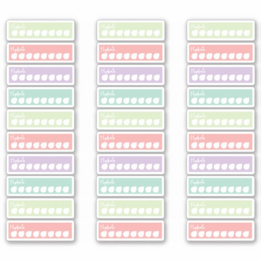 Planner Stickers Hydrate Tracker Pastel Rainbow (Voorkant)