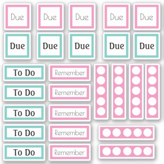 Planner stickers om te doen en te onthouden in roz (Voorkant)