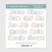 Planner Stickers Retro Rainbow Months of the Year (Vel)