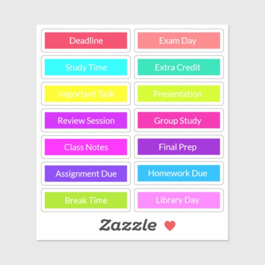 Planner Stickers voor studenten: studie en schema (Vel)