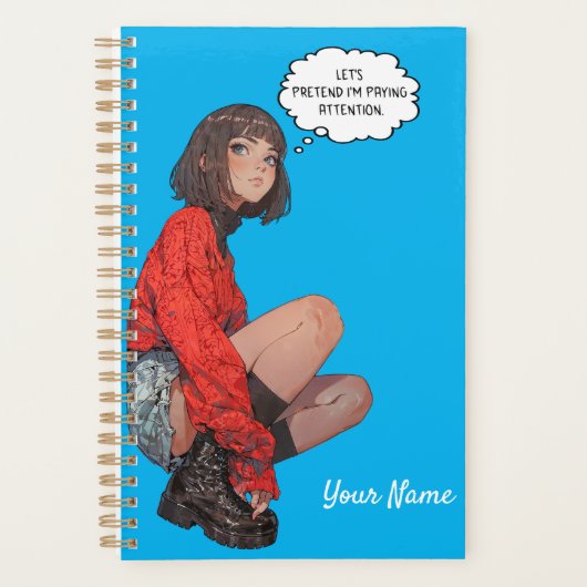 Planner - Stijlvol anime meisje in rode trui (Voorkant)