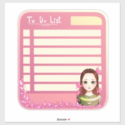 Planner Takenlijst Sticker met Cute Anime Meisje (Vel)