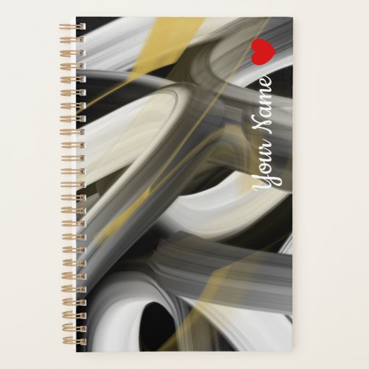 Planner Trend Abstracte Kunst Zwart Wit Goud (Voorkant)