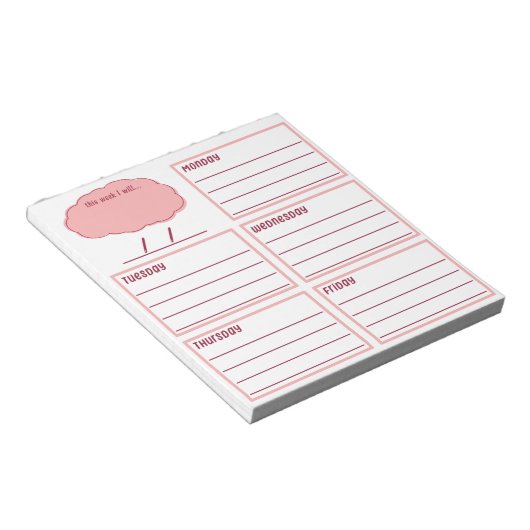 Planner van 5 dagen notitieblok (Schuin)