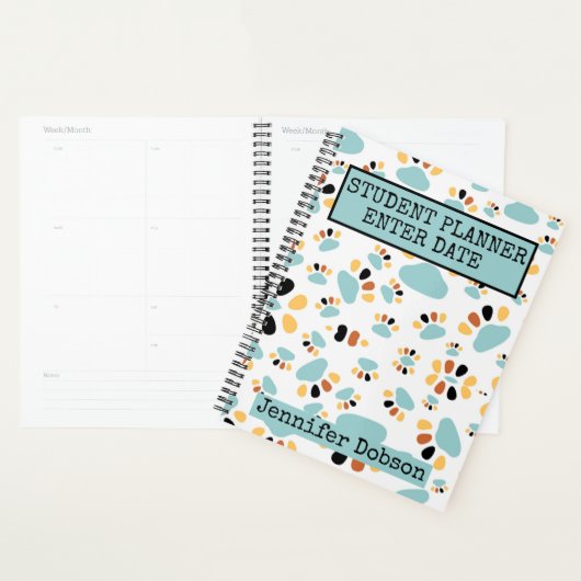 Planner van de student met achtergrond van de hond (Display)