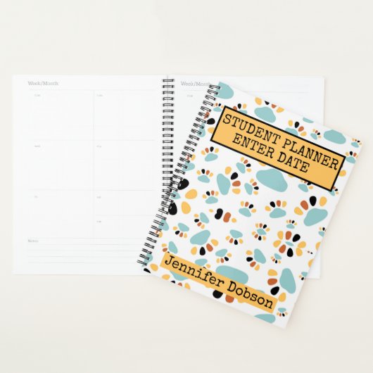 Planner van de student met achtergrond van de hond (Display)