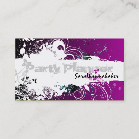 Planner Visitekaartje Grunge Splatter Pink (Voorkant)