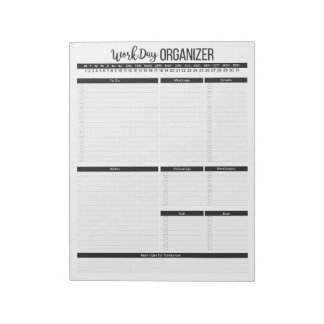 Planner voor dagelijkse werkorganisatie notitieblok