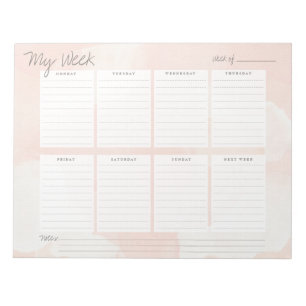 Planner voor elegante perroze Waterverf week Notitieblok
