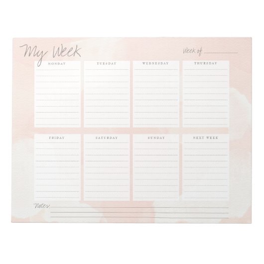 Planner voor elegante perroze Waterverf week Notitieblok (Voorkant)