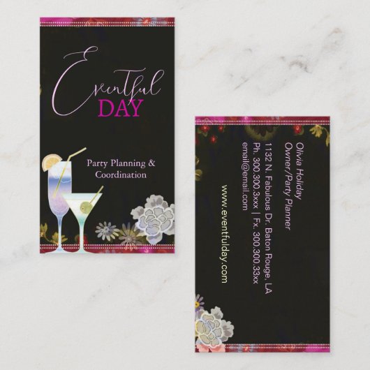 Planner voor Floral Cocktails Visitekaartje (Voorkant / Achterkant)