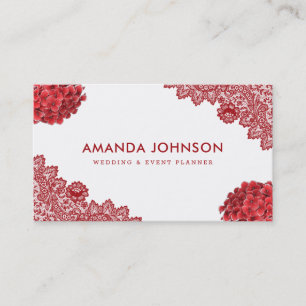 Planner voor Floral Wedding Event Red Lace Hydrang Visitekaartje