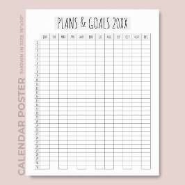 Planner voor het hele jaar Kalender Script Plannen Poster