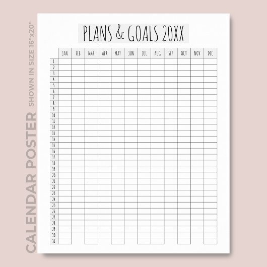Planner voor het hele jaar Kalender Script Plannen Poster