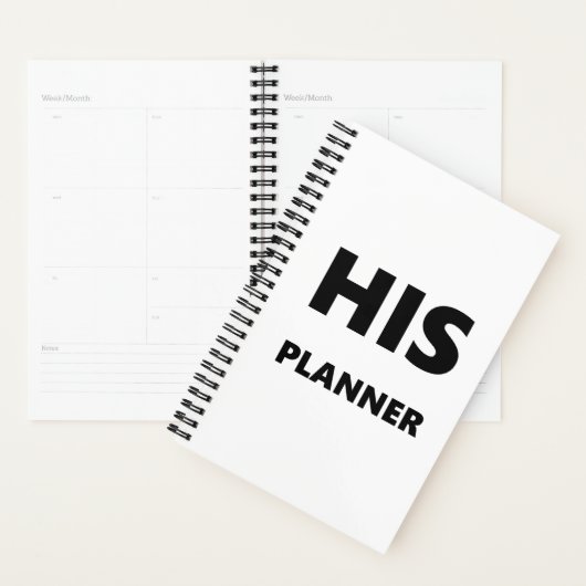 Planner voor mannen: zijn witte plastic font zwart (Display)