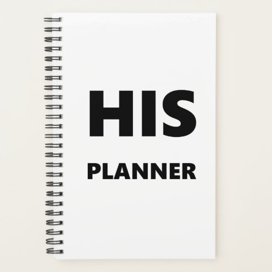 Planner voor mannen: zijn witte plastic font zwart (Voorkant)