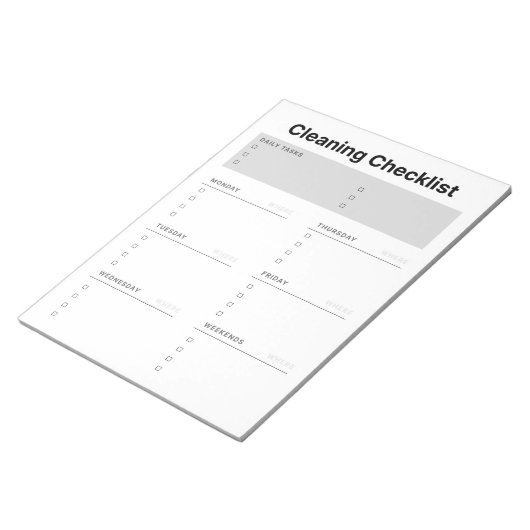 Planner voor reinigingschecklist notitieblok (Schuin)