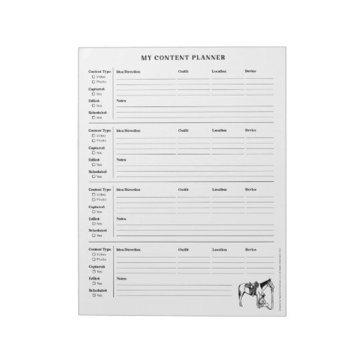 Planner voor sociale media-inhoud notitieblok (Linkerzijde)