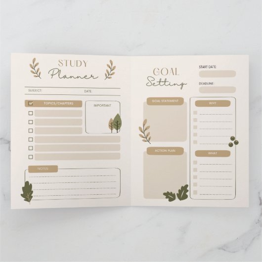 Planner voor thuiswerk en studie kaart (Binnen)